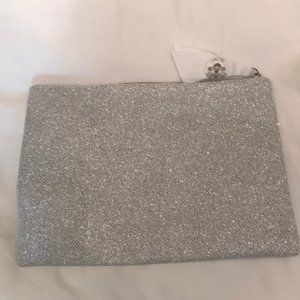 NWOT Orlane Paris silver sparkly cosmetic pouch